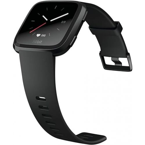  Fitbit Versa Smart Watch, Multisport Tracker, Black/Black Aluminium, One Size (S & L Bands Included) (Renewed)