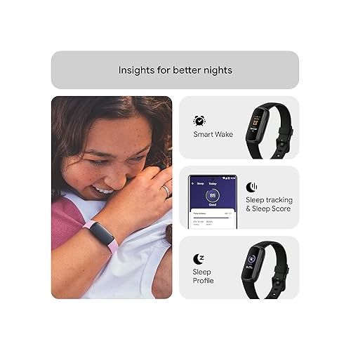  Fitbit Inspire 3 Fitness Tracker - Advanced Health Insights with Stress Management, Workout Intensity & Sleep Tracking, 24/7 Heart Rate, Includes Small and Large Classic Bands - Midnight Zen/Black