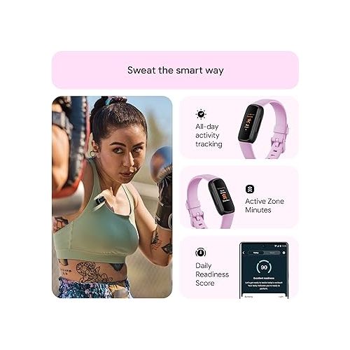  Fitbit Inspire 3 Fitness Tracker - Advanced Health Insights with Stress Management, Workout Intensity & Sleep Tracking, 24/7 Heart Rate, Includes Small and Large Classic Bands - Lilac Bliss/Black