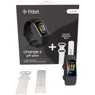 Fitbit Charge 5 Gift Set - Black/Graphite Stainless Steel Case and Classic Moon White Band