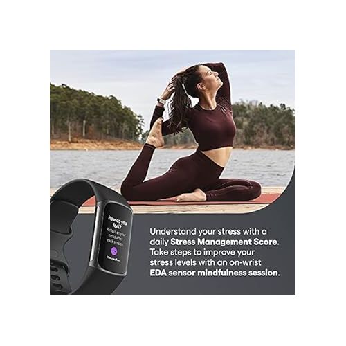  Fitbit Charge 5 Gift Set - Black/Graphite Stainless Steel Case and Classic Moon White Band