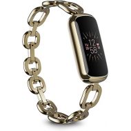 Fitbit Luxe Special Edition Fitness and Wellness Tracker, Gorjana Soft Gold Stainless Steel Parker Link Bracelet, One Size (S & L Peony Classic Bands Included)