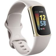 Fitbit Charge 5 Advanced Health & Fitness Tracker with Built-in GPS, Stress Management Tools, Sleep Tracking, 24/7 Heart Rate and More, Lunar White/Soft Gold, One Size (S &L Bands Included)