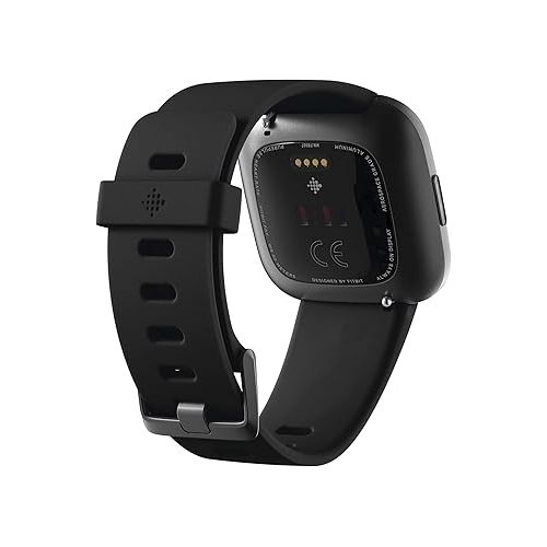  Fitbit Versa 2 Health & Fitness Smartwatch with Heart Rate, Music, Alexa Built-in, Sleep & Swim Tracking, Black/Carbon, One Size (S & L Bands Included) (Renewed)