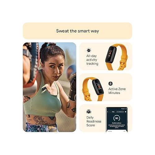  Fitbit Inspire 3 Fitness Tracker - Advanced Health Insights with Stress Management, Workout Intensity & Sleep Tracking, 24/7 Heart Rate, Includes Small and Large Classic Bands - Morning Glow/Black