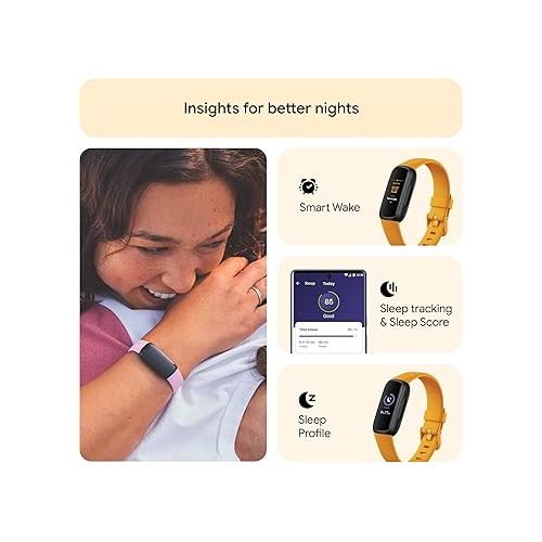  Fitbit Inspire 3 Fitness Tracker - Advanced Health Insights with Stress Management, Workout Intensity & Sleep Tracking, 24/7 Heart Rate, Includes Small and Large Classic Bands - Morning Glow/Black