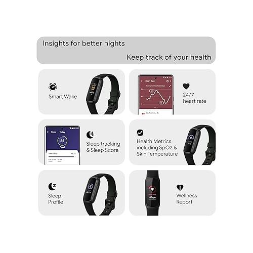  Fitbit Inspire 3 Health & Fitness Activity Tracker (Black) with Workout Intensity, Sleep Tracking, Heart Rate, S & L Bands, 3.3foot Charging Cable, Wall Adapter, Screen Protectors & PremGear Cloth