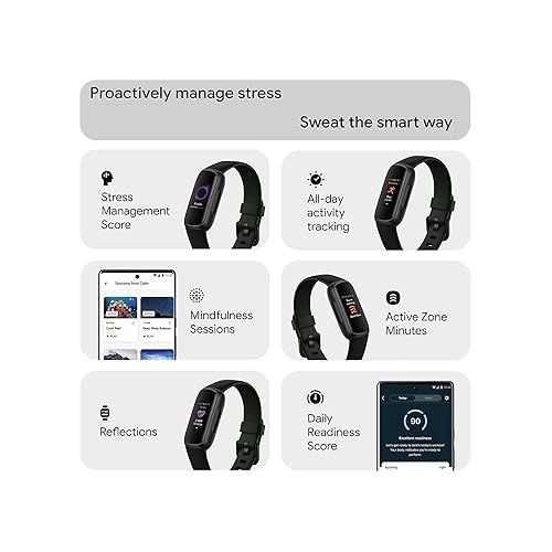  Fitbit Inspire 3 Health & Fitness Activity Tracker (Black) with Workout Intensity, Sleep Tracking, Heart Rate, S & L Bands, 3.3foot Charging Cable, Wall Adapter, Screen Protectors & PremGear Cloth