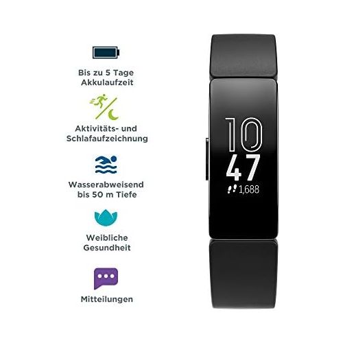  Fitbit Inspire Gesundheits- & Fitness Tracker mit automatischer Trainings Erkennung, 5 Tage Akkulaufzeit, Schlaf- & Schwimm-Tracking, Schwarz
