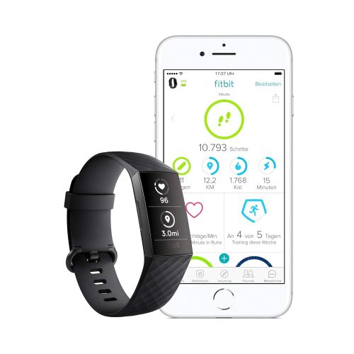  Fitbit Unisex-Adult Charge 3 Der Innovative Gesundheits-und Fitness-Tracker, Schwarz/Aluminium-Graphitgrau Advanced Health & Fitness, Einheitsgroesse