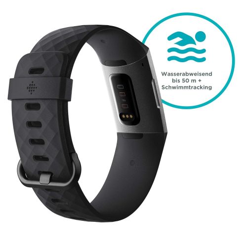  Fitbit Unisex-Adult Charge 3 Der Innovative Gesundheits-und Fitness-Tracker, Schwarz/Aluminium-Graphitgrau Advanced Health & Fitness, Einheitsgroesse