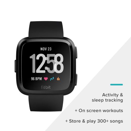  [아마존 핫딜]  [아마존핫딜]Fitbit Versa Smart Watch, Black/Black Aluminium, One Size (S & L Bands Included)