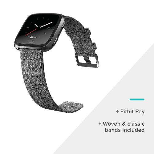  [아마존 핫딜]  [아마존핫딜]Fitbit Versa Special Edition Smart Watch, Charcoal Woven, One Size (S & L Bands Included)