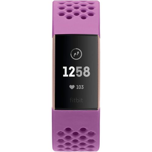  [아마존베스트]Fitbit Charge 3 Fitness Activity Tracker, Rose Gold/Berry, One Size (S & L Bands Included)