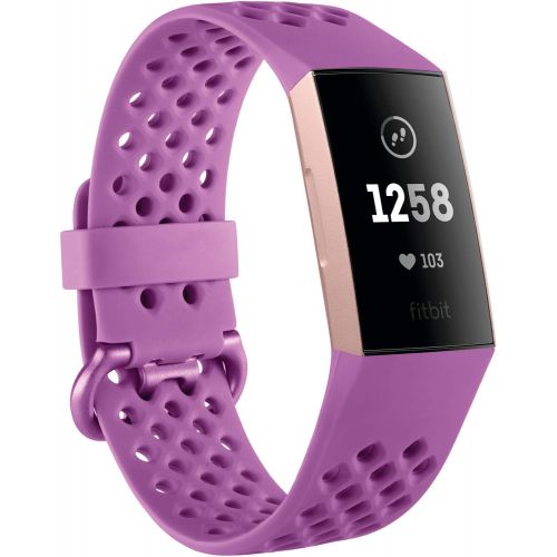  [아마존베스트]Fitbit Charge 3 Fitness Activity Tracker, Rose Gold/Berry, One Size (S & L Bands Included)