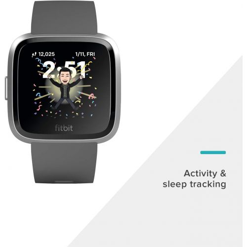  [아마존베스트]Fitbit Versa Lite Smartwatch, Charcoal/Silver Aluminum, One Size (S & L Bands Included)