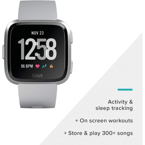  [아마존베스트]Fitbit Versa Smart Watch, Gray/Silver Aluminium, One Size (S & L Bands Included)