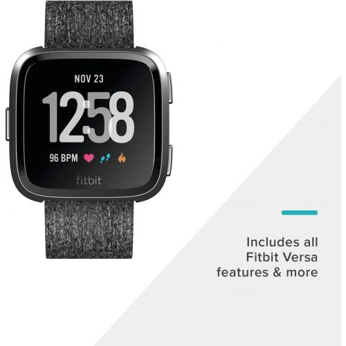  [아마존베스트]Fitbit Versa Special Edition Smart Watch, Charcoal Woven, One Size (S & L Bands Included)