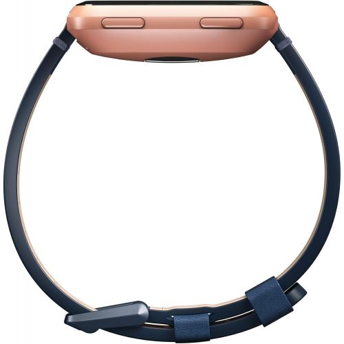  [아마존베스트]Fitbit Versa Family Accessory Band, Official Fitbit Product, Premium Horween Leather, Midnight Blue, Small