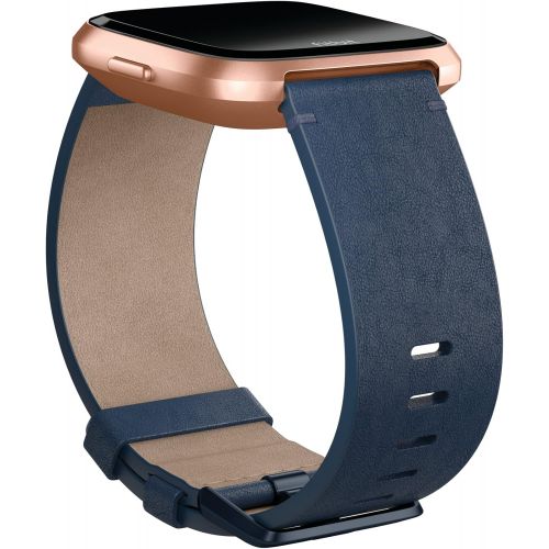  [아마존베스트]Fitbit Versa Family Accessory Band, Official Fitbit Product, Premium Horween Leather, Midnight Blue, Small