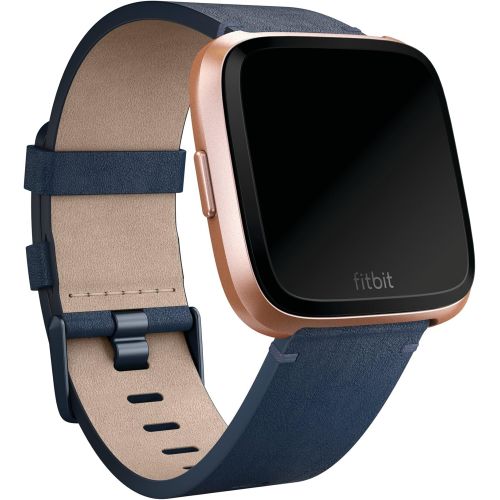  [아마존베스트]Fitbit Versa Family Accessory Band, Official Fitbit Product, Premium Horween Leather, Midnight Blue, Small