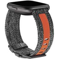 [아마존베스트]Fitbit Versa Family Accessory Band, Official Fitbit Product, Woven Reflective, Charcoal/Orange, Large