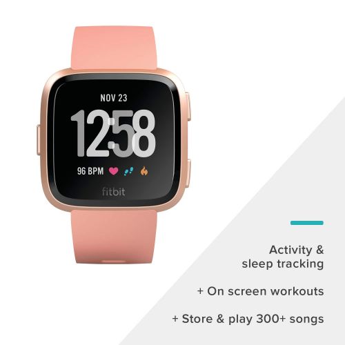  Fitbit Versa Smart Watch, Peach/Rose Gold Aluminium, One Size (S & L Bands Included)