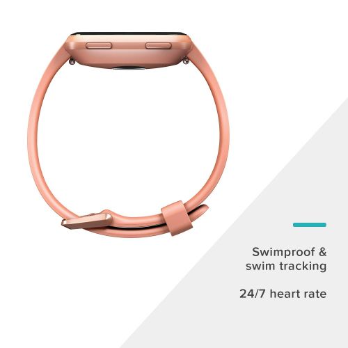  Fitbit Versa Smart Watch, Peach/Rose Gold Aluminium, One Size (S & L Bands Included)