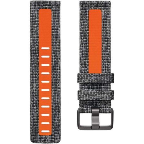  Fitbit Versa Family Accessory Band, Official Fitbit Product, Woven Reflective, Charcoal/Orange, Large