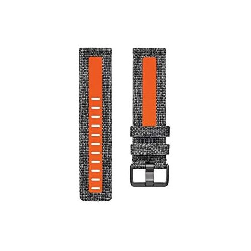  Fitbit Versa Family Accessory Band, Official Fitbit Product, Woven Reflective, Charcoal/Orange, Small