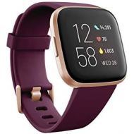 Fitbit Versa 2 Health & Fitness Smartwatch with Heart Rate, Music, Alexa Built-in, Sleep & Swim Tracking, Bordeaux/Copper Rose, One Size (S & L Bands Included)