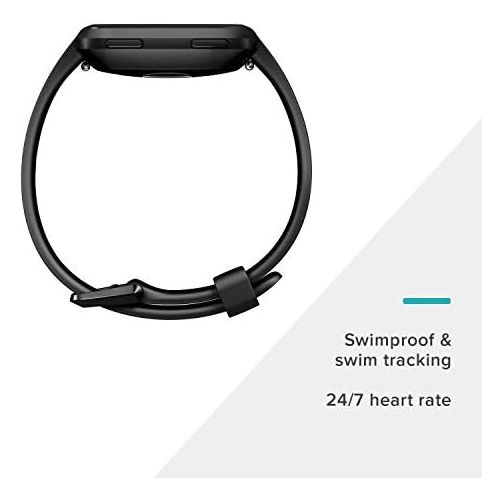  Fitbit Versa Smart Watch, Black/Black Aluminium, One Size (S & L Bands Included)