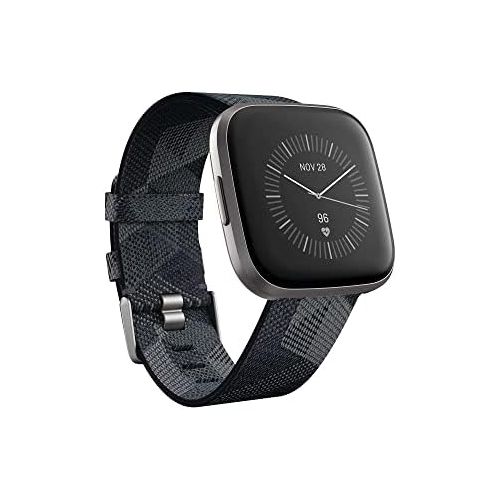  Fitbit Versa 2 Special Edition Health and Fitness Smartwatch with Heart Rate, Music, Alexa Built-In, Sleep and Swim Tracking, Smoke Woven/Mist Grey, One Size (S and L Bands Include