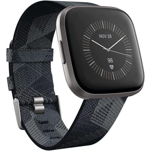  Fitbit Versa 2 Special Edition Health and Fitness Smartwatch with Heart Rate, Music, Alexa Built-In, Sleep and Swim Tracking, Smoke Woven/Mist Grey, One Size (S and L Bands Include
