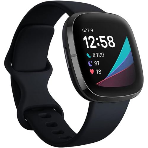  Fitbit Sense Advanced Smartwatch with Tools for Heart Health, Stress Management & Skin Temperature Trends, Carbon/Graphite, One Size (S & L Bands Included)