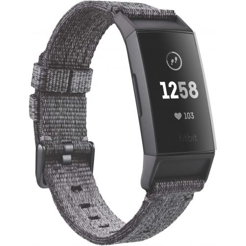  Fitbit Charge 3 Accessory Band, Official Fitbit Product, Woven, Charcoal, Large