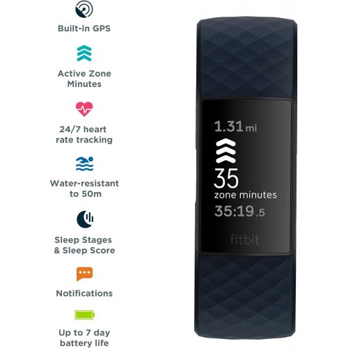  Fitbit FB417BKNV Charge 4 Fitness Wristband - Storm Blue