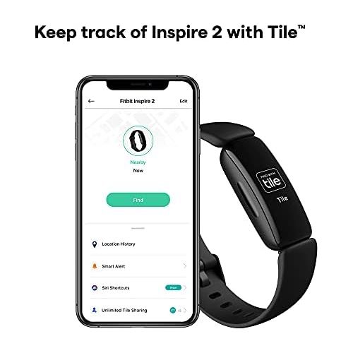  Fitbit Inspire 2 Health & Fitness Tracker with a Free 1-Year Fitbit Premium Trial, 24/7 Heart Rate, Black/Black, One Size (S & L Bands Included)