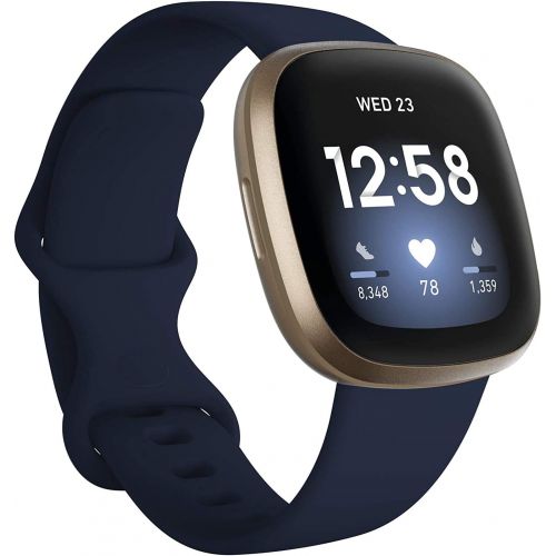  Fitbit Versa 3 Health & Fitness Smartwatch W/ Bluetooth Calls/Texts, Fast Charging, GPS, Heart Rate SpO2, 6+ Days Battery (S & L Bands, 90 Day Premium Included) International Versi