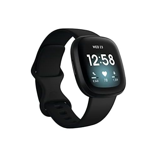  Fitbit Versa 3 Health & Fitness Smartwatch with GPS, 24/7 Heart Rate, Alexa Built-in, 6+ Days Battery, Black/Black, One Size (S & L Bands Included)