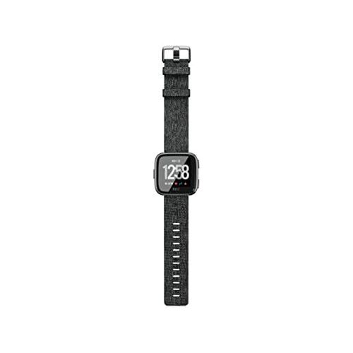  Fitbit Versa Special Edition Smart Watch, Charcoal Woven, One Size (S & L Bands Included)