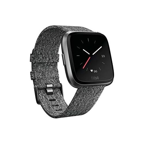  Fitbit Versa Special Edition Smart Watch, Charcoal Woven, One Size (S & L Bands Included)