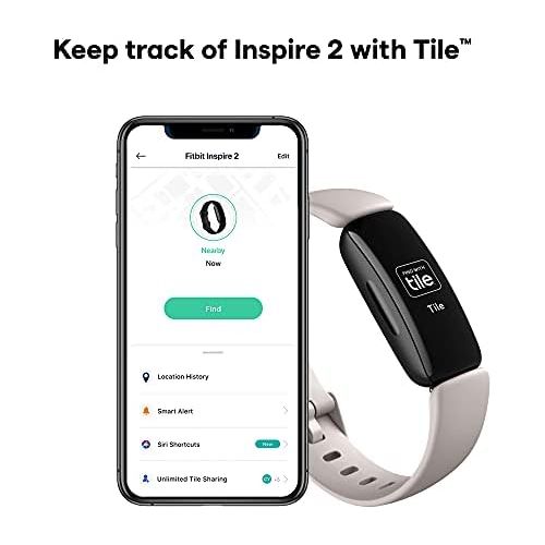  Fitbit Inspire 2 Health & Fitness Tracker with a Free 1-Year Fitbit Premium Trial, 24/7 Heart Rate, Lunar White, One Size (S & L Bands Included)