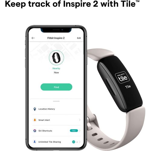  Fitbit Inspire 2 Health & Fitness Tracker with a Free 1-Year Fitbit Premium Trial, 24/7 Heart Rate, Lunar White, One Size (S & L Bands Included)