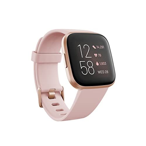  Fitbit Versa 2 Health & Fitness Smartwatch with Heart Rate, Music, Alexa Built-in, Sleep & Swim Tracking, Petal/Copper Rose, One Size (S & L Bands Included)