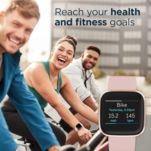  Fitbit Versa 2 Health & Fitness Smartwatch with Heart Rate, Music, Alexa Built-in, Sleep & Swim Tracking, Petal/Copper Rose, One Size (S & L Bands Included)