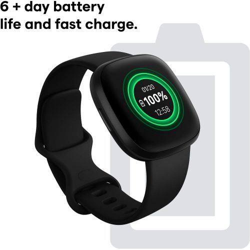  [아마존베스트]Fitbit Versa 3 Health & Fitness Smartwatch with GPS, 24/7 Heart Rate, Alexa Built-in, 6+ Days Battery, Black/Black, One Size (S & L Bands Included)