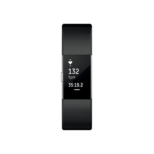  Fitbit Charge 2 Heart Rate + Fitness Wristband, Black, Large (US Version), 1 Count