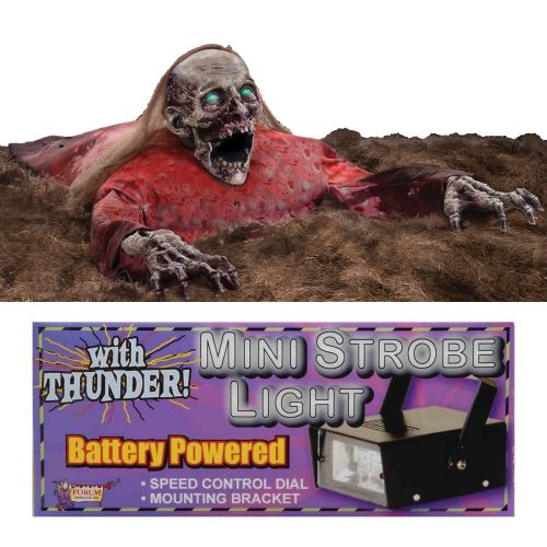  Fitco Clawing Cathy Animated Prop with 1 Mini Strobe Light with Thunder Sounds Bundle