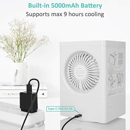  [아마존베스트]-Service-Informationen Fitfirst Portable Mobile Air Cooler with 5000 mAh Battery 3-in-1 with 3 Cooling Levels Speeds 60° and 120° Auto Oscillation